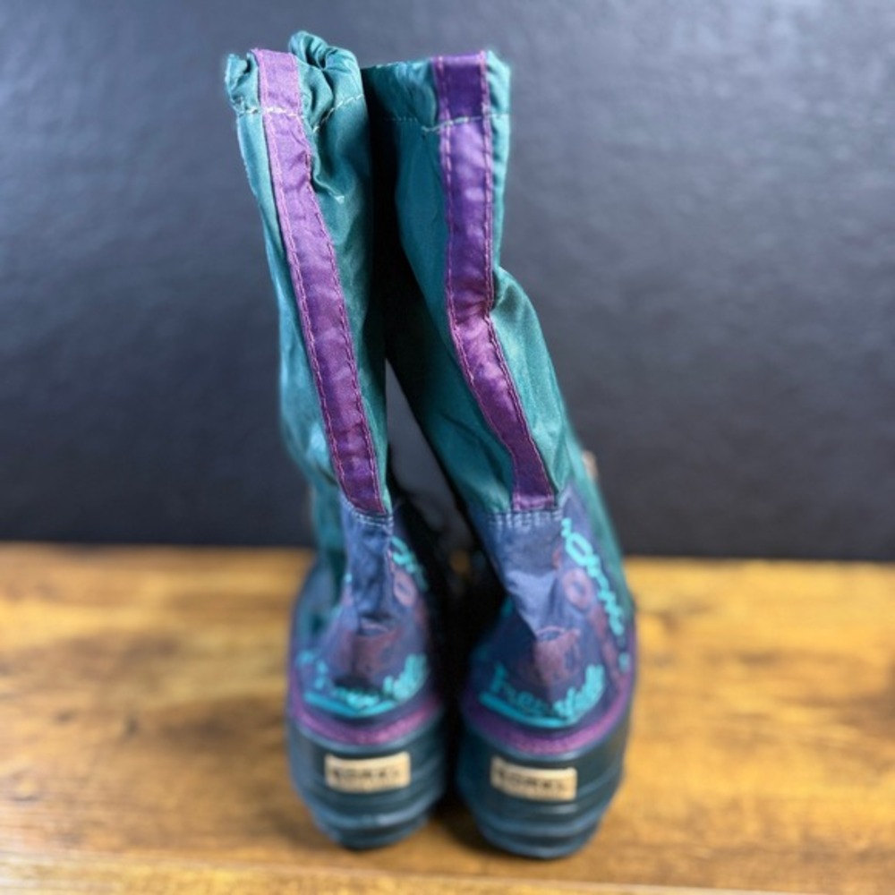 Sorel Free Spirit Teal Purple Nylon Rubber Winter Snow Boots Women Size 9 - Picture 4 of 7
